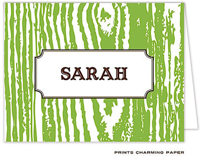 Note Cards/Stationery by Prints Charming - Green Wood grain Note (Folded)