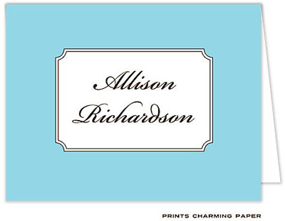 Note Cards/Stationery by Prints Charming - Aqua Elegance Note (Folded)