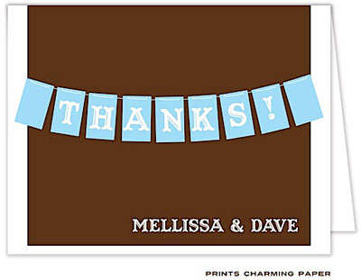 Note Cards/Stationery by Prints Charming - Thanks Blue Banner Note (Folded)