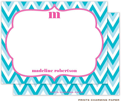 Note Cards/Stationery by Prints Charming - Turquoise Chevron (Flat)