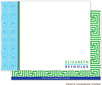 Note Cards/Stationery by Prints Charming - Blue Lattice Initial (Flat)