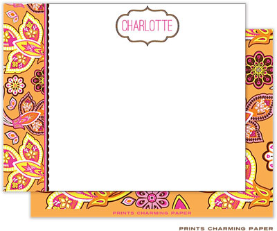 Note Cards/Stationery by Prints Charming - Orange Paisley (Flat)