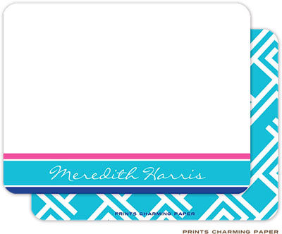 Note Cards/Stationery by Prints Charming - Turquoise Lattice (Flat)