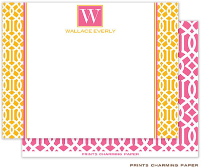 Note Cards/Stationery by Prints Charming - Orange Lattice Pattern (Flat)