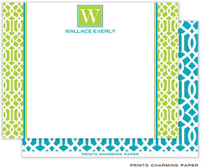 Note Cards/Stationery by Prints Charming - Lime Lattice Pattern (Flat)