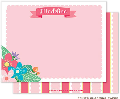 Note Cards/Stationery by Prints Charming - Vintage Pink Floral Banner (Flat)