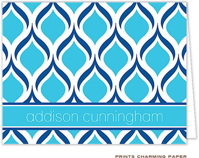 Note Cards/Stationery by Prints Charming - Modern Blue Pattern (Folded)