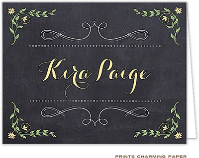 Note Cards/Stationery by Prints Charming - Yellow Personalized Chalkboard (Folded)