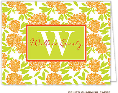 Note Cards/Stationery by Prints Charming - Beautiful Orange and Lime Floral (Folded)