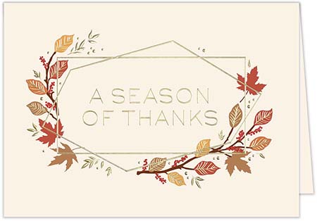 Thanksgiving Greeting Cards by Carlson Craft - Geometric Thanksgiving with Foil