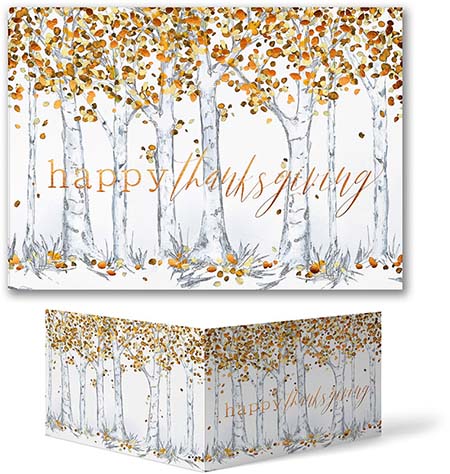 Thanksgiving Greeting Cards by Carlson Craft - Fall Foliage with Foil