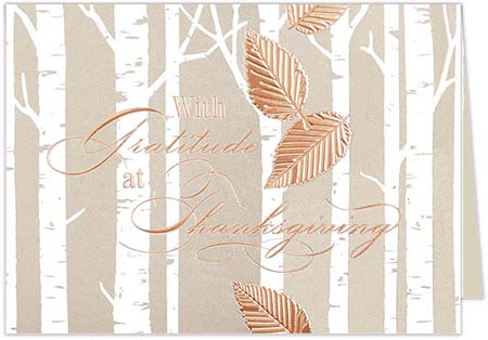 Thanksgiving Greeting Cards by Carlson Craft - Birch Gratitude with Foil