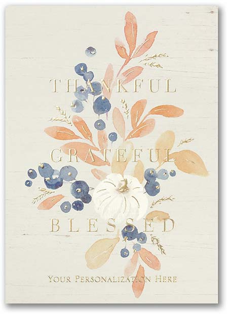 Thanksgiving Greeting Cards by Carlson Craft - Rustic Blessings with Foil