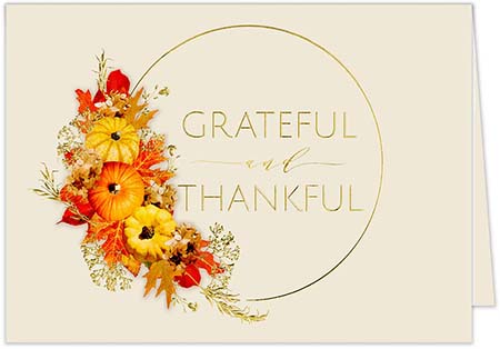 Thanksgiving Greeting Cards by Carlson Craft - Thankful Always with Foil