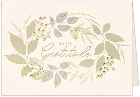 Thanksgiving Greeting Cards by Carlson Craft - Gratitude Greenery with Foil