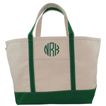 Ombre Initial Embroidered Canvas Tote Bags