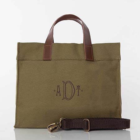 Set of 2 Reusable Monogram Letter A Personalized Canvas Tote Bags