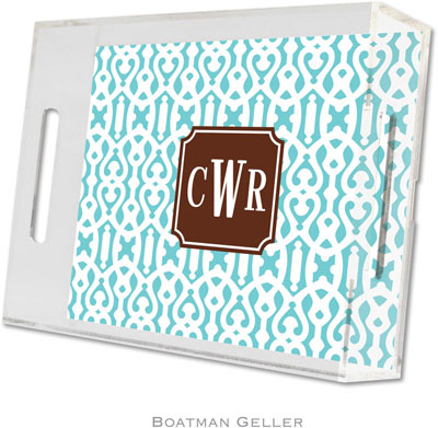Boatman Geller - Create-Your-Own Personalized Lucite Trays (Cameron Teal Preset - Small)