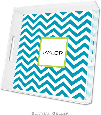 Boatman Geller - Create-Your-Own Personalized Lucite Trays (Chevron Turquoise - Square)