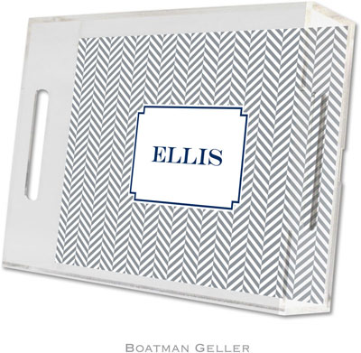 Boatman Geller - Create-Your-Own Personalized Lucite Trays (Herringbone Gray - Small)