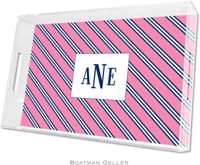 Boatman Geller Lucite Trays - Repp Tie Pink & Navy (Large - Panel)